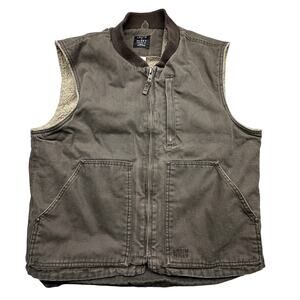 Lakin McKey Trading Co Key Duck Canvas Sherpa Fleece Lined Vest Mans Large Brown